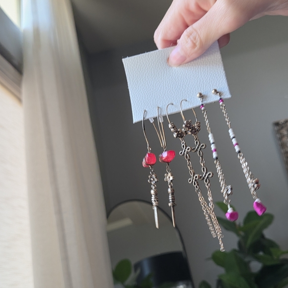 Free People Elegant Gold and Pink Dangle Earrings - Picture 3 of 3